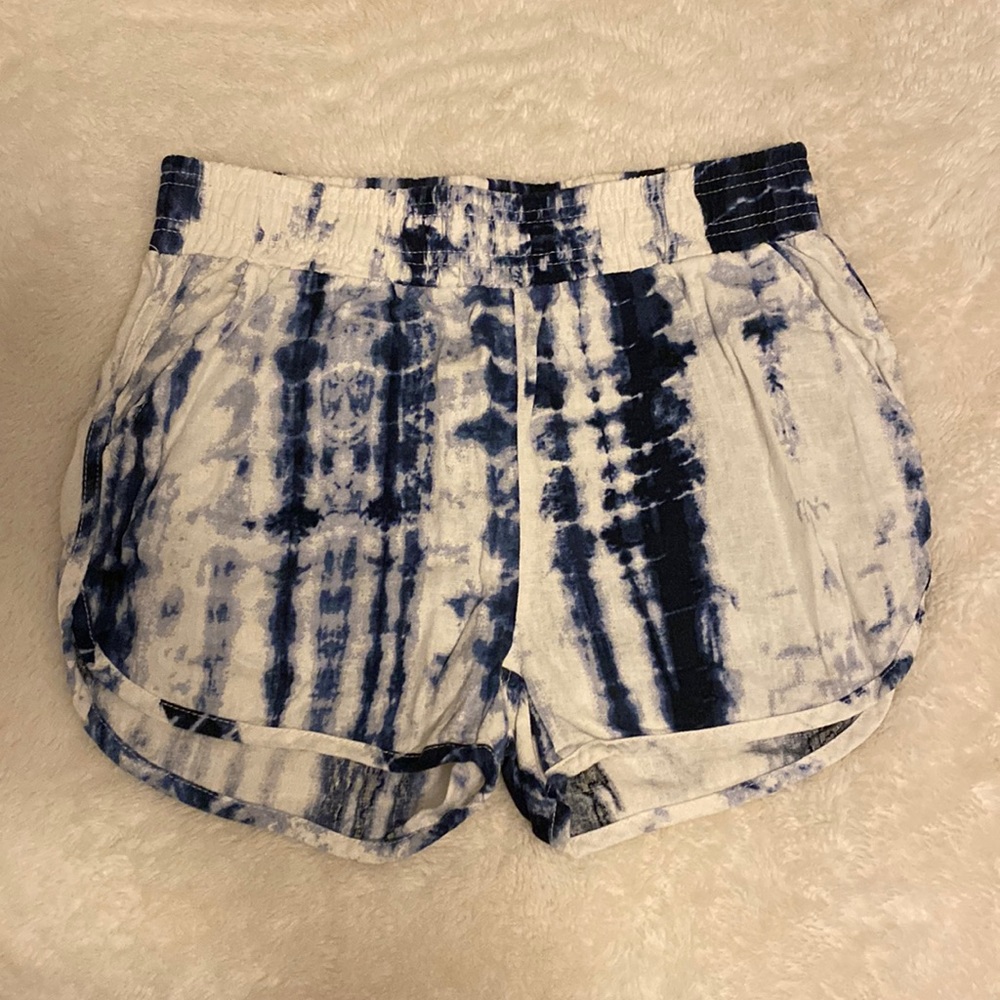 Tie die blue and white shorts, size small